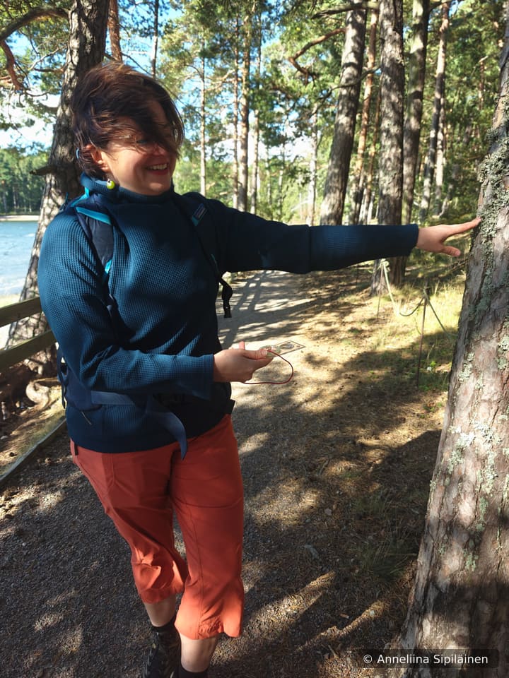 Your guide Anski explaining how the trees can tell us where south is